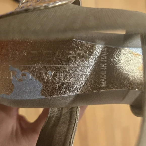 Ron White Made In Italy Women's Tan and Gold Sandals Sz 37 - Picture 12 of 15